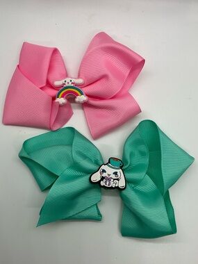 Pair of CINNAMOROLL SANRIO Ribbon Hair Bows in Pink & Mint Green Handmade